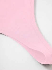 Franclia Top informal sin mangas de unicolor con cuello asimétrico, moda de verano - Rosa - Ver 5