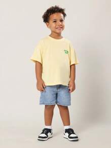 SUMWON Future Icon Youth T-Shirt Summer Spring Cotton Casual Short Sleeve Crewneck Tee With Front Logo Casual Streetwear Essential Basic