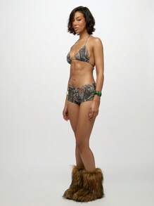 SUMWON WOMEN Realtree Camo Print Bikini Halter Triangle Top Lace Up Boy Shorts Swimsuit Vacation Beach Pool Summer Festival Swimwear - Multicolor - View 4