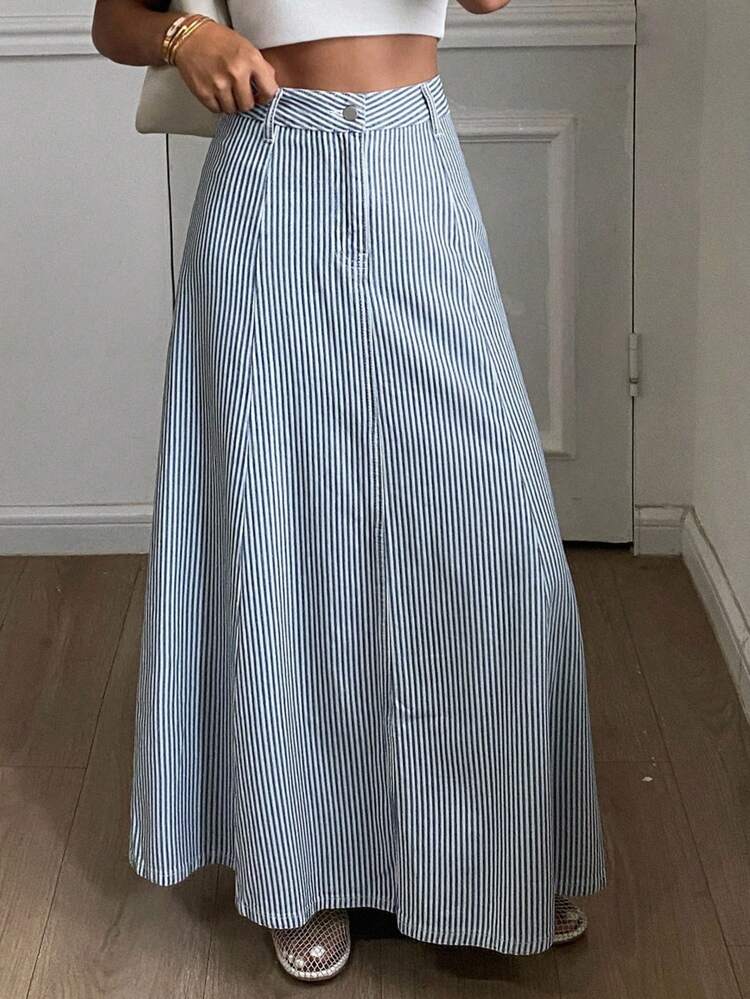 Women's Striped Casual Versatile Date & Outing Denim Mini Skirt