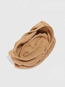 ROMWE Fairycore 1 pieza Bolso de playa tipo tote de mujer de gran capacidad, tejido hueco de color caqui, con decoración de conchas y estrellas de mar de estilo vacacional tropical y oceánico - Multicolor - Ver 7