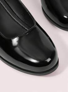 CUCCOO DOLLMOD Planos de mujer con punta redonda, tacón grueso y diseño calado, versátiles y de moda - Negro - Ver 7