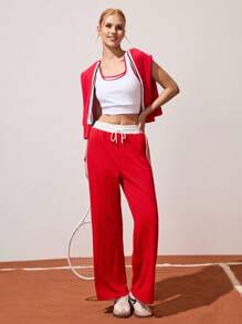CourtClass Contrast Color Striped Casual Versatile Yoga Sports Pants - Multicolor - View 1
