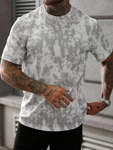 Manfinity LEGND 男士休闲扎染印花短袖T恤，夏季街头风格 - 白色 - 查看 3
