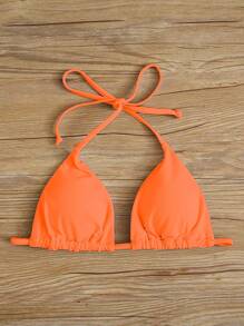 Vaytide 女士性感吊带三角杯泳衣比基尼上衣（肩带和结可拆卸），夏日海滩 - 橘色 - 查看 6