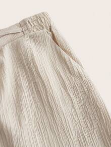 SHEIN Essnce Plus Women's Summer Vacation Business Casual Woman Office New Style Fashion Casual Commuting Vacation Light Breathable Comfortable 3 Pieces Loose Wide-Leg Pants, Seaside Pants - Khaki - View 3