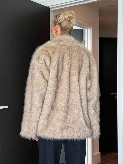 DAZY Áo khoác cardigan ve rộng lông giả cỡ lớn cho nữ, Áo khoác thu/đông cho nữ