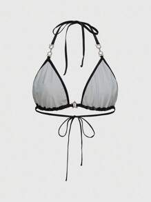 ROMWE Grunge Punk 哥特十字燕尾翼金属配饰三角杯文胸