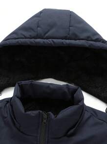 Manfinity Homme 男士长袖休闲多功能抓绒连帽户外防风冬装外套，保暖，藏蓝色，秋季 - 深灰色 - 查看 4