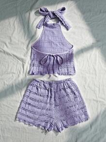Elamini Women Two Pieces Outfits For Daily Wear - Purple - View 2
