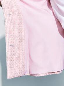 Maija 女士粉色和金色编织粗花呢面料百搭无袖圆领西装外套，办公室/休闲/商务西装外套 - 淺粉色 - 查看 9