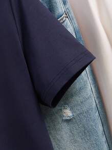 INAWLY Women's Fashion Tassel T-Shirt, Chic Style - Navy Blue - View 8