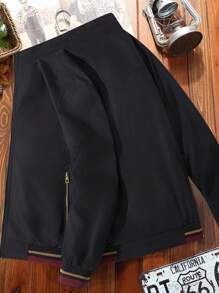 Manfinity Homme Men's Long Sleeve Reversible Zipper Outdoor Windbreaker Jacket , Reversible Jacket, Fall - Black - View 2