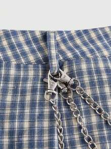 ROMWE MEN Prep 男士休闲格子宽松短裤，夏季 - 彩色 - 查看 5