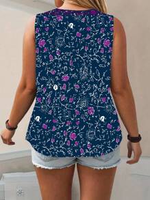 EMERY ROSE 女式加大码夏季满幅花卉印花背心图案T恤女式上衣 - 彩色 - 查看 2