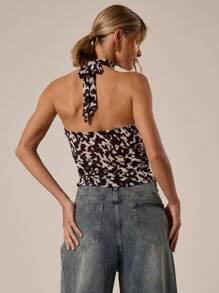 MUSERA 露背吊带混搭动物纹上衣，适合春夏、伊比沙岛、Y2K、酷女孩、音乐节、锐舞派对、度假、夜店等场合，可爱又适合秋季外出。