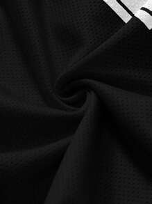 Manfinity Campus Court 男士休闲 V 领 T 恤，印有数字 23，年轻街头风格运动衫，图案 T 恤，图案 T 恤，趣味衬衫，超大夏季 - 黑色 - 查看 3