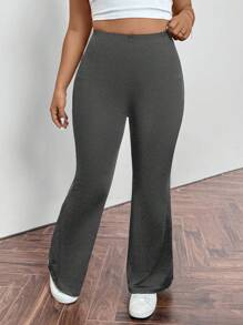 Firerie Pantaloni neri a zampa taglie comode, casual ed eleganti per uso quotidiano e sportivo, in vita alta con tasche e chiusura lampo, skinny, adatti per primavera/estate/autunno - Grigio Scuro - Visualizzare 6