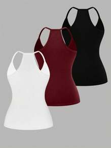 EMERY ROSE 大码休闲V领运动三件套背心套装 - 彩色 - 查看 2