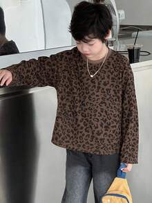 DAZY 宽松版型男童豹纹圆领T恤，休闲，秋季