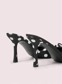 CUCCOO DOLLMOD Women's Fashion Polka Dot Bow Decor Comfortable Mule High Heels