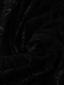 SHEIN LUNE 大码女式休闲蕾丝音乐节派对夏季郊游复古日常基本款黑色裙子秋季朋克哥特式外出教师万圣节裙子 - 黑色 - 查看 5