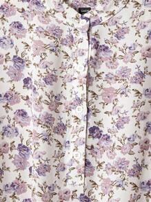 Mulvari Đầm thường ngày họa tiết hoa tay đèn lồng cho nữ cỡ lớn khi đi nghỉ - Màu tím - Xem 5