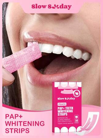 Tiras blanqueadoras de dientes Slow Sunday PAP+, elimina las manchas de humo, café y té, mantén tu boca limpia y blanca