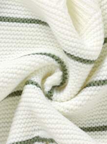 SHEIN 婴儿毛衣套装 - 圆领条纹长袖上衣 + 松紧腰紧身裤，2 件套休闲装 - 綠色 - 查看 7