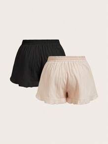 Elaquor 2 stuks/set plus size casual veelzijdige shorts, geschikt voor de zomer