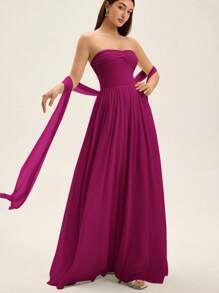 Revavyn Váy lưới buộc dài Maxi Twist Decor - Màu tím - Xem 3