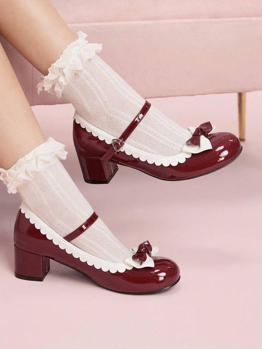 Dola Lovely Bow Decor French Mary Janes Elegant High Heels