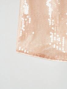 Chiquease 女士亮片圆领背心，简约时尚休闲日常穿着 - 香檳色 - 查看 5