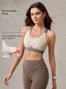 OutZeal Sweat Wicking Crossover Backless Sport Bra Removable Cups Low Impact Yoga Pilates Studio Daily