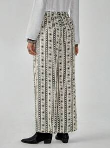 Florisole بنطلون فضفاض كاجوال نسائي بخصر مربوط بسحاب وطباعة زهور - متعدد الألوان - مشاهدة 4