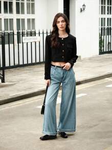 CUCCOO BIZCHIC Women's Elegant Glossy Flat Slip-On Shoes Spring Shoes Spring Break Easter For Christmas Valentine's Day - Black - View 8