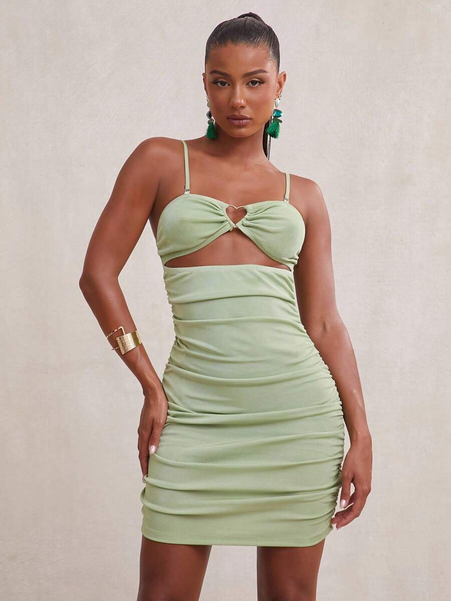 NYA SZN Dress Sleeveless Heart Ruched Mini Sundress Summer Prom Formal Wedding Guest Bridal Bridesmaid Satin Thanksgiving Christmas NYE New Years Eve Outfits For Women