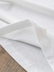 SHEIN EZwear 女款加大码芙蓉花图案圆领短袖宽松T恤，夏季休闲