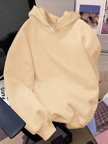 Teen Girls Casual Pattern Long Sleeve Hooded Thick Sweatshirt, Suitable For Autumn/Winter