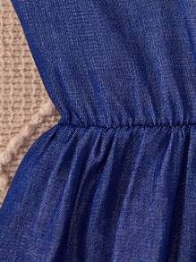 SHEIN 女式宽松针织冰丝罩衫，镂空长袖网眼披肩，百搭蝴蝶结仿牛仔吊带背心连衣裙套装，春夏秋 - 彩色 - 查看 7