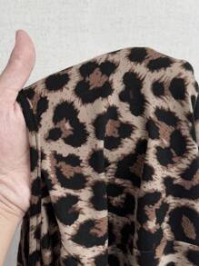 Rafferiza Women's Elegant Business Casual Comfortable Vacation Travel Sexy Contrast Leopard Print Office Old Money Style 2025 Spring Summer Autumn New Women Tops Going Out Party Dating Sexy Hollow Cross Straps Asymmetrical Collar Metal Ring Button Short Sleeve T-Shirt - Coffee Brown - View 8