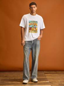 Musero Vaqueros holgados con detalle de nalgas lavadas para vacaciones de verano - Azul - Ver 1