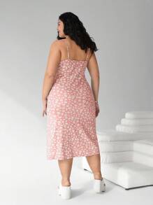 Solflare Plus Size Women, Beach Women Outfits,Boho,Spring Clothes, Holiday Party Dress Plus, Hawaiian Dress For Women, Dress For Women Casual, Spaghetti Strap All-Over Print Split Hem Casual Dress