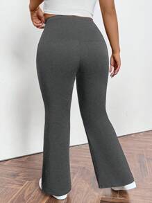 Firerie Pantaloni neri a zampa taglie comode, casual ed eleganti per uso quotidiano e sportivo, in vita alta con tasche e chiusura lampo, skinny, adatti per primavera/estate/autunno - Grigio Scuro - Visualizzare 9