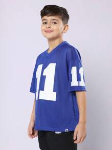 SUMWON Tween American Football Jersey Style Varsity Number T-Shirt Mesh Sports Breathable Team Summer Camp Jersey Number 11 - Blue - View 2