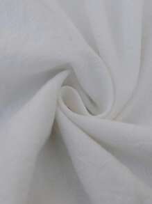 SHEIN PETITE Plus Size Women Cotton Straight-Leg Pants With Ruffle Hem, Figure-Flattering - White - View 6