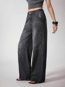 Y2Kool Ekonfriends Black Gray Washed Angel Wings Punk Dark Street Style Women Loose Straight Low Waist Jeans Suitable For Casual Party Music Festival Jeans Wide Leg Goth Pants Wing Jeans Wide Leg Jeans Graphic Y2k Jeans SXY 2000s Fall Winter Club Outfits Women Sexy Baggy Jeans Jeans With Wings Print Baggy Jeans Women Low Rise Jeans Going Out Autumn Matching Idea New Year Outfits Stylish Clothing Collection