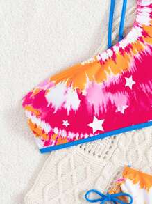 SHEIN Swim Bikini de dos piezas con estampado de estrellas para mujer, ideal para el verano y la playa - Multicolor - Ver 5