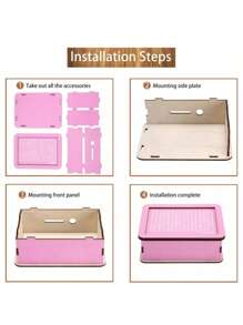 1个美元欧元标志存钱罐DIY粉色和蓝色木制存钱罐，带可擦拭保护膜，可重复使用和书写。适用于硬币和纸币、储蓄计划、男孩和女孩的礼物、返校万圣节装饰、学校用品 - 彩色 - 查看 9