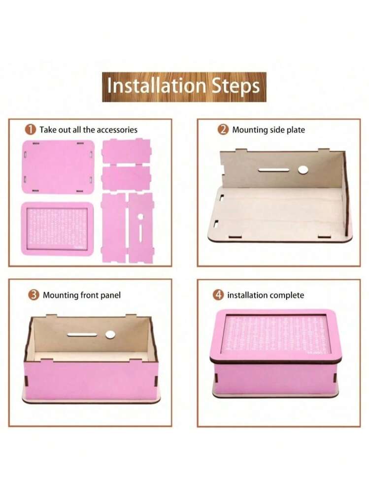 1个美元欧元标志存钱罐DIY粉色和蓝色木制存钱罐，带可擦拭保护膜，可重复使用和书写。适用于硬币和纸币、储蓄计划、男孩和女孩的礼物、返校万圣节装饰、学校用品 - 彩色 - 查看 9